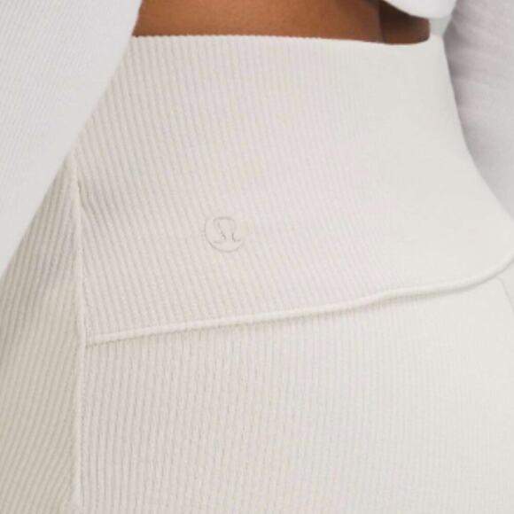 Lululemon Brushed Softstreme Ribbed Zip Flared Pant 32.5" Bone Size 10 NWOT - Picture 3 of 11